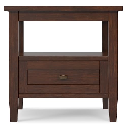 Warm Shaker 20" Wide Solid Wood End Table in Russet Brown