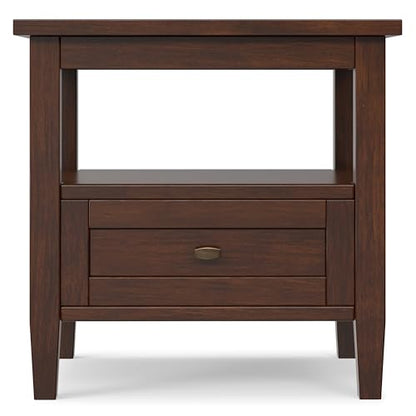 Warm Shaker 20" Wide Solid Wood End Table in Russet Brown