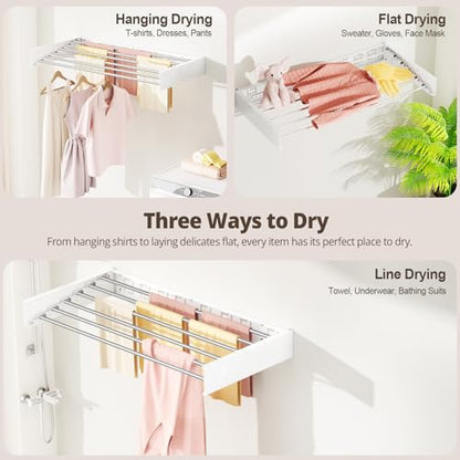 Wall Mounted Clothes Drying Rack Folding Indoor