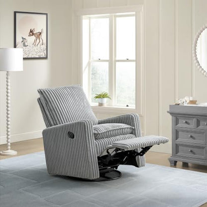 Uptown Upholstered Glider Recliner Rocking Chair 360° Swivel for Nursery and Living Room