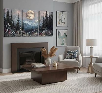 3Pcs Full Moon Forest Canvas Wall Art 16x24in (3 Count)