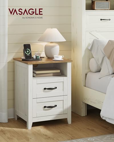 Set of 2 Nightstands with 2 Drawers and Charging Station (2 Count)