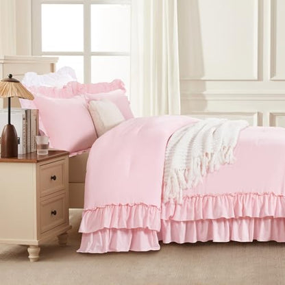 Pink Ruffle Oversized King Comforter Set