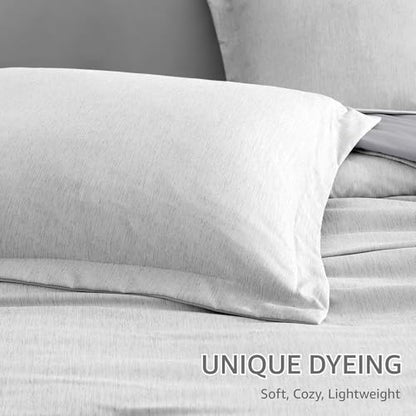 Full Comforter Set 7 Pieces Light Grey Cationic Dyeing Bed in a Bag