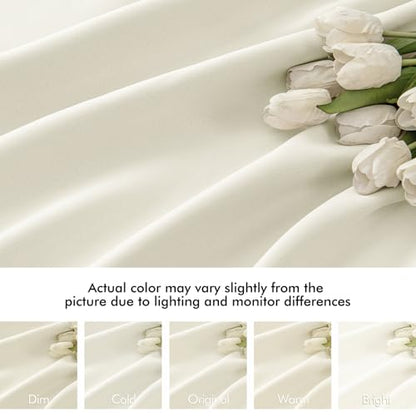 Cream Back Tab Blackout Curtains 52x96 Inch Long 2 Panels Set (2 Count)