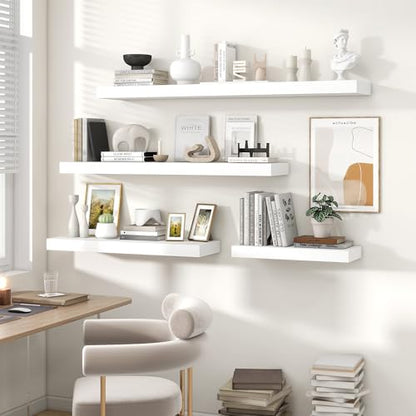 Floating Shelves 55.1" W x 10.3" D White Set of 2 (2 Count)