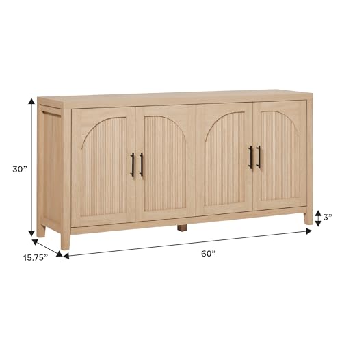 Sasha 4 Door Reeded Sideboard Buffet with Cord Management