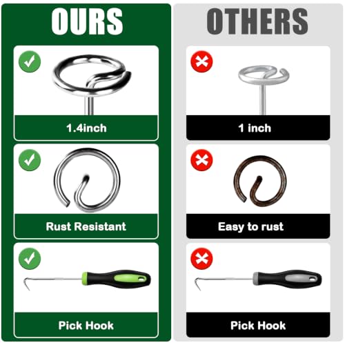 Heavy Duty Landscape Fabric Pins 8 Gauge 60 Pack with Pick Hook (60 Count)