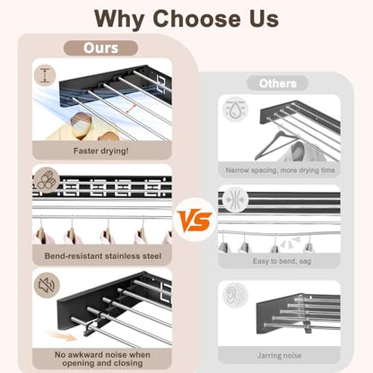 Wall Mounted Clothes Drying Rack Folding Indoor