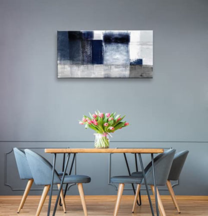 Canvas Abstract Artwork for Wall Decor Blue and Gray Abstract Wall Art Canvas Prints for Living Room Bedroom Office Wall Decor Bathroom Decor Home Decor Poster Print Size