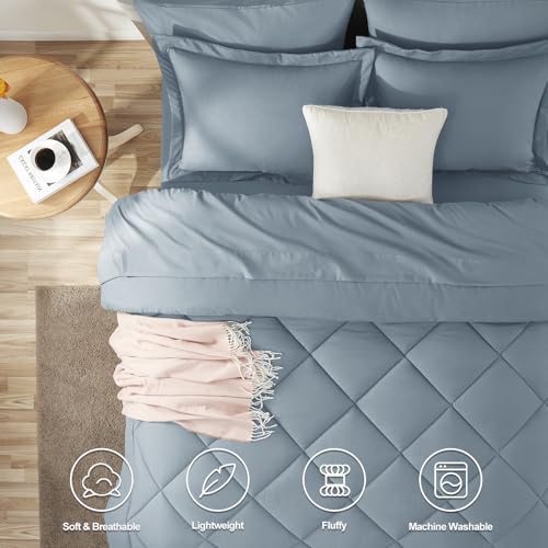 Oversized King Comforter Set Dusty Blue