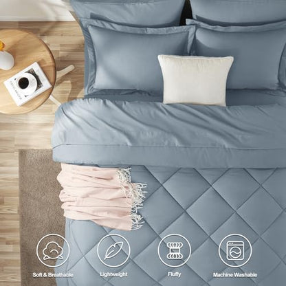 Oversized King Comforter Set Dusty Blue