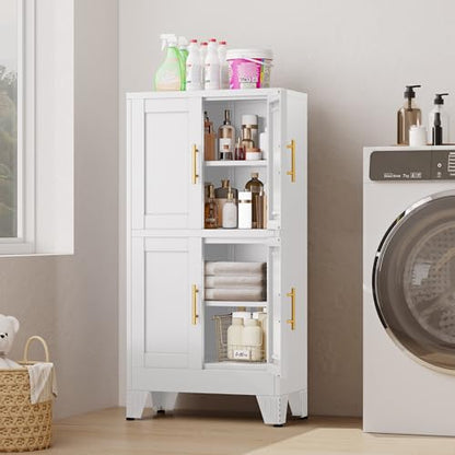 47” White Metal Bathroom Storage Cabinet