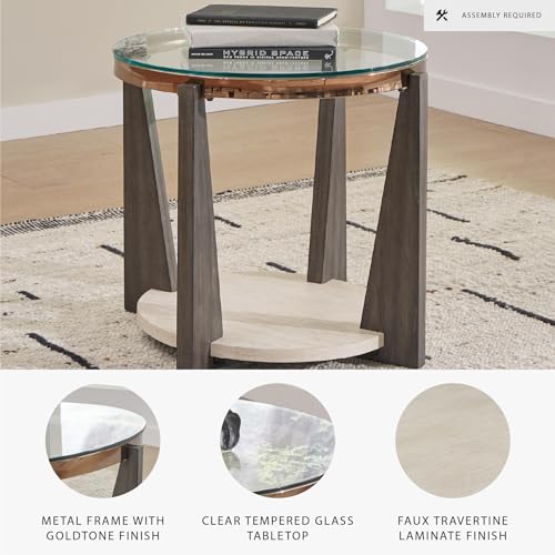 Frazwa Round Glass End Table