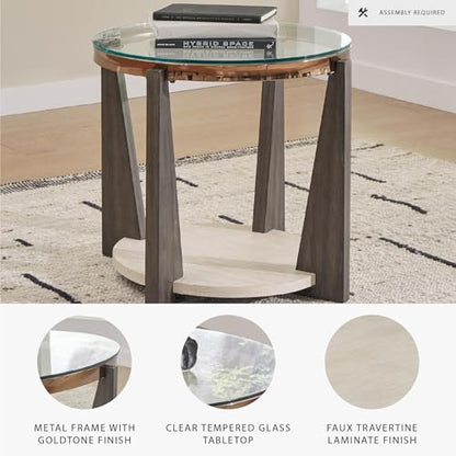 Frazwa Round Glass End Table