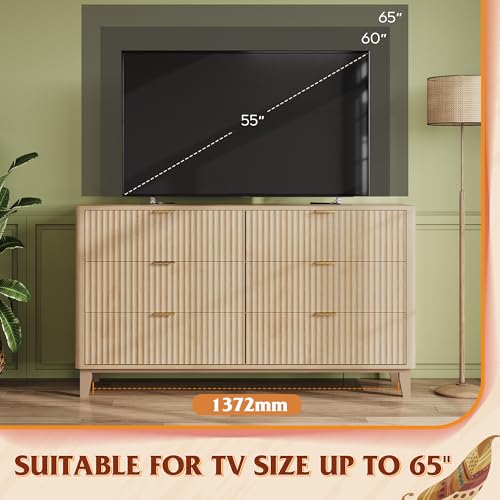 Fluted Dresser for Bedroom with 6 Drawers