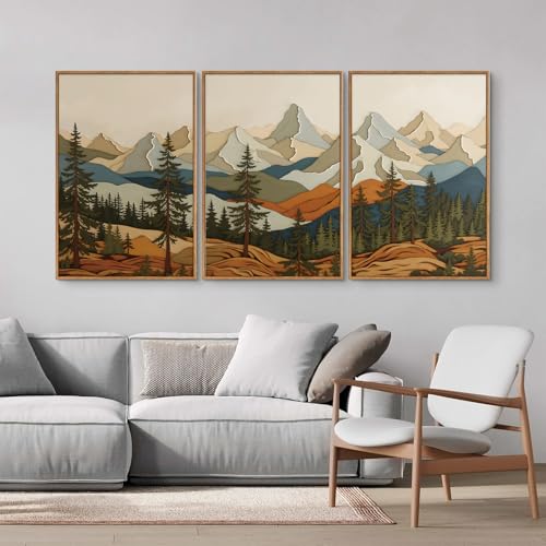Vintage Mountains Framed Canvas Wall Art