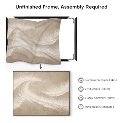 60"x72" Extra Large Framed Wall Art Soft Sand Wave Abstract Neutral Illustration for Home Living Room Bedroom Decor