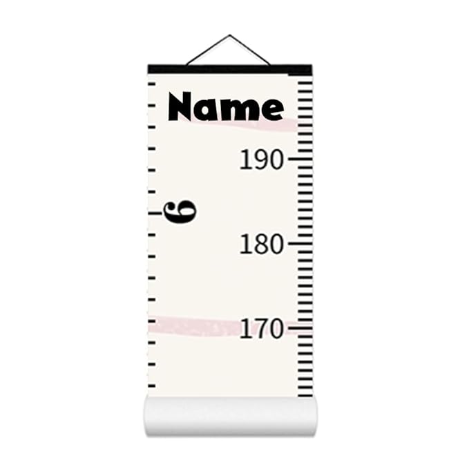 Personalized Growth Chart for Kids, Baby Height Chart with Custom Name, 77"x7.9" Canvas and Black Wood Height Measuring Rulers for Boys Girls Removable Wall Ruler Hanging for Nursery Decor - Sunset
