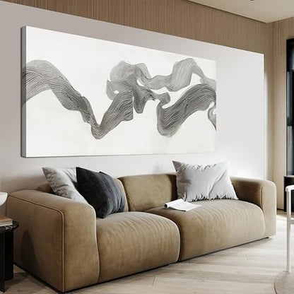 Abstract Wall Art Decor Large Modern Wall Art Decorations Wall Art Pictures for Living Room Abstract Canvas Art Wall Decor Gray White Wall Art Prints Artwork for Walls Bedroom Office Decor 24" X 48"