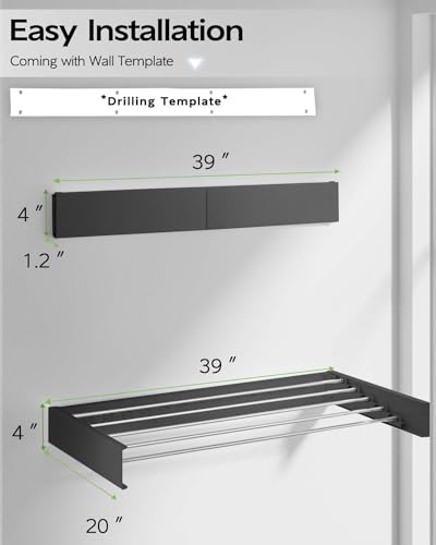 Wall Mounted Clothes Drying Rack 40"