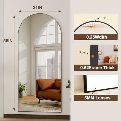 56"x21" Arched Full Length Mirror Floor Mirrors