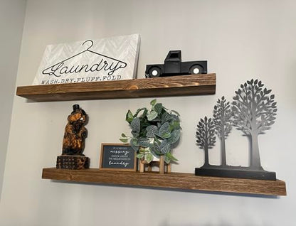 x2 24 Inch Wooden Floating Shelves for Wall