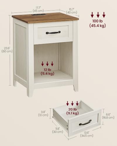 Farmhouse Nightstand with Charging Station