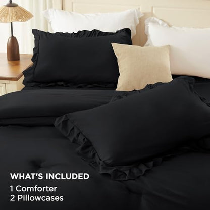 Black Ruffle Comforter Set King