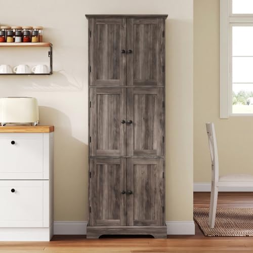 63.2" Tall Bathroom Storage Cabinet with 6 Doors
