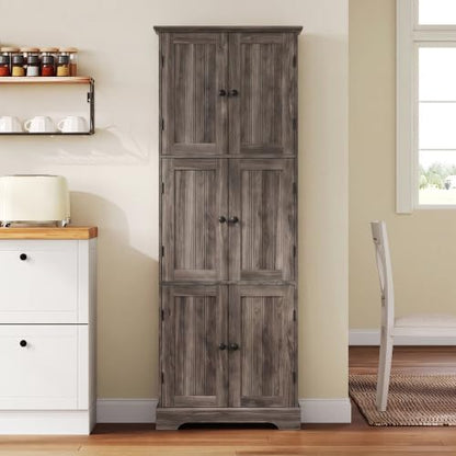 63.2" Tall Bathroom Storage Cabinet with 6 Doors