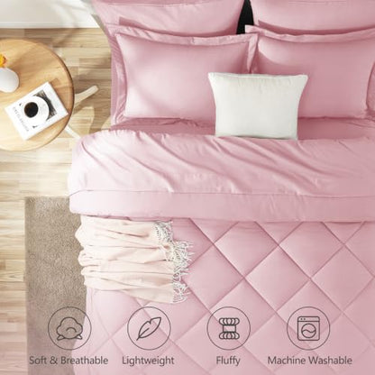 Twin Comforter Set with Sheets Pink