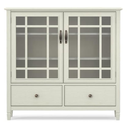 Connaught 46" Wide Solid Wood Tall Cabinet in Antique White