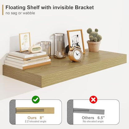 12" Deep Oak Floating Shelves