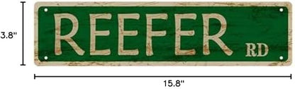Vintage Reefer Road Metal Tin Sign - 4''x16'' - Home, Restaurant, Bar, Cafe, Garage Decor