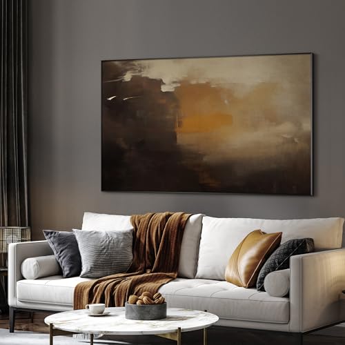 36"x60" Extra Large Framed Wall Art Abstract Dark Horizon Moody Landscape Illustration for Home Living Room Bedroom Decor