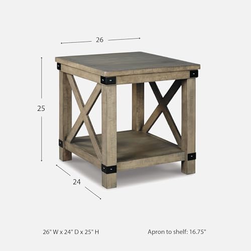 Aldwin Casual Farmhouse Rectangular End Table with Crossbuck Details