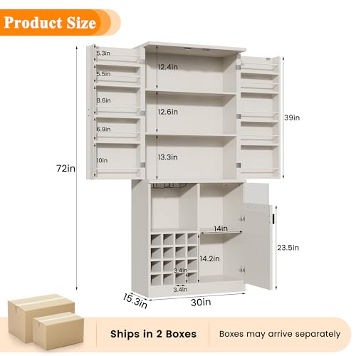 72" Tall Kitchen Pantry Storage Cabinet