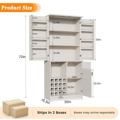 72" Tall Kitchen Pantry Storage Cabinet