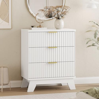 Fluted Dresser for Bedroom with 3 Drawers