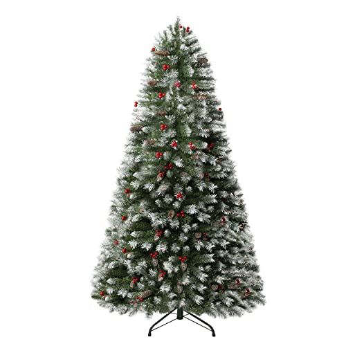 Vancouver 7.5ft Frosted Prelit Artificial Christmas Tree with Pine Cones