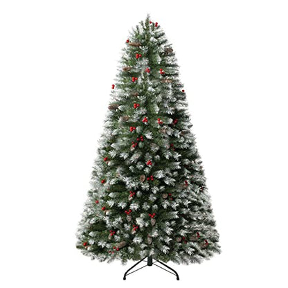 Vancouver 7.5ft Frosted Prelit Artificial Christmas Tree with Pine Cones