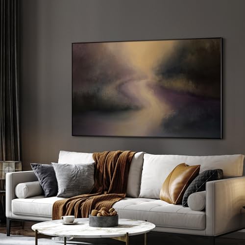 36"x60" Extra Large Framed Wall Art Golden Light River Path Dreamy Impressionist Landscape Illustration for Home Living Room Bedroom Decor