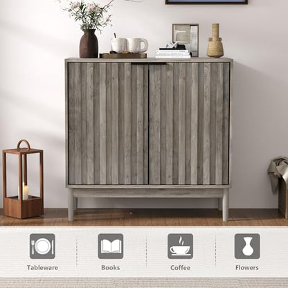 Fluted Buffet Cabinet with Storage