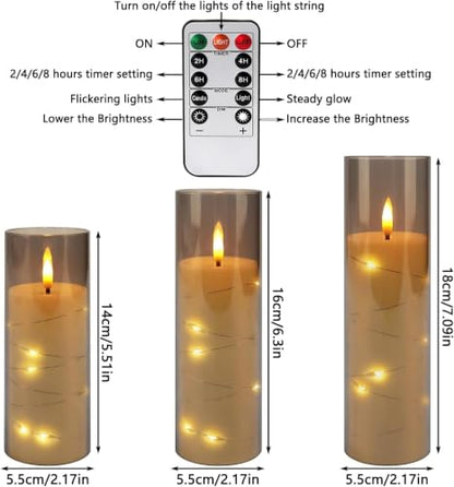 24 Pack Flameless Candles with Embedded Star String Fairy Lights