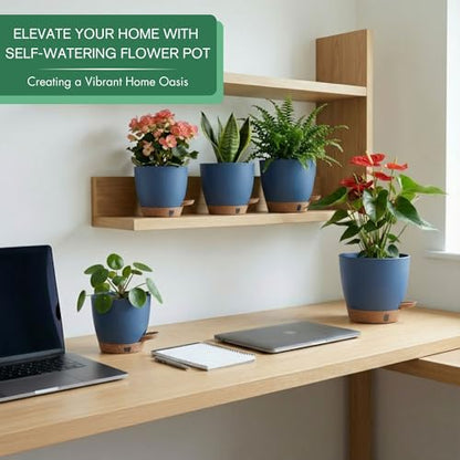 5 Pack Reservoir & Drainage Plastic Flower Pots (5 Count)