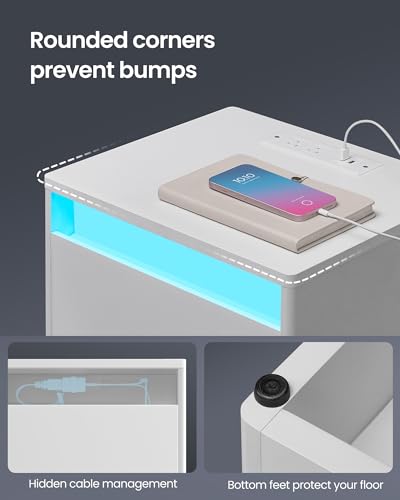 LED Nightstand with Charging Station