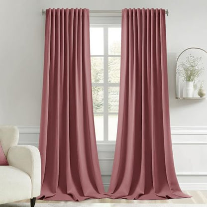 Dusty Rose Back Tab Blackout Curtains 52x120 Inch Long 2 Panels Set (2 Count)