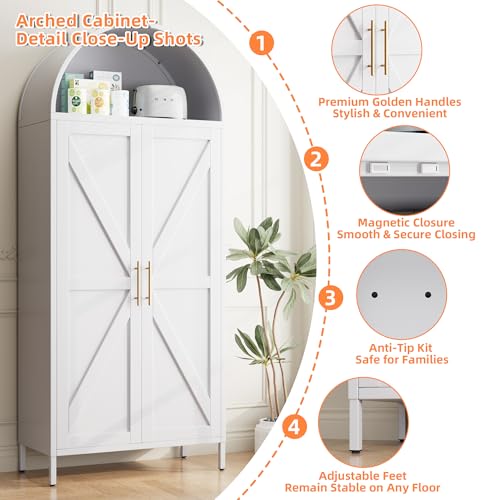 72.8 in Metal Arched Pantry Cabinet
