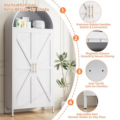 72.8 in Metal Arched Pantry Cabinet